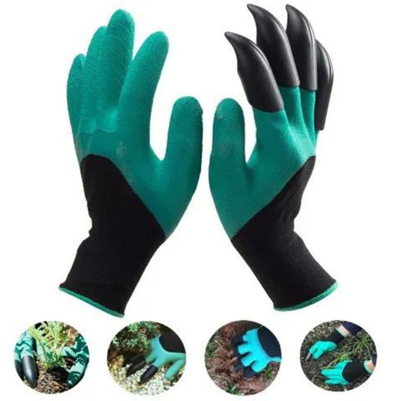 1 Pair of Garden Gloves with Claws, Non-Slip Protective Work Gloves for Planting, Digging, and Weeding—Green - Image 1