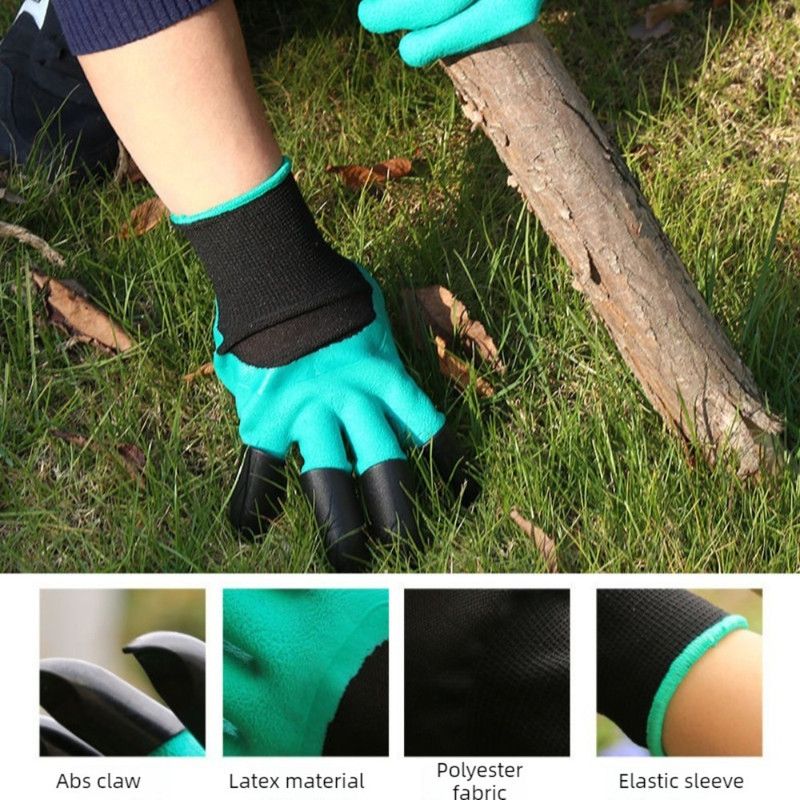 1 Pair of Garden Gloves with Claws, Non-Slip Protective Work Gloves for Planting, Digging, and Weeding—Green - Image 2