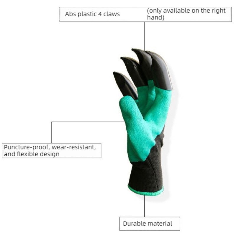 1 Pair of Garden Gloves with Claws, Non-Slip Protective Work Gloves for Planting, Digging, and Weeding—Green - Image 3