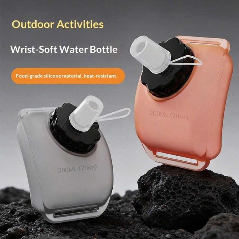 Silicone Wrist-Worn Sports Water Bottle, 200ml Portable Soft Water Cup for Cycling, Running, and Hiking—Pink - Image 2