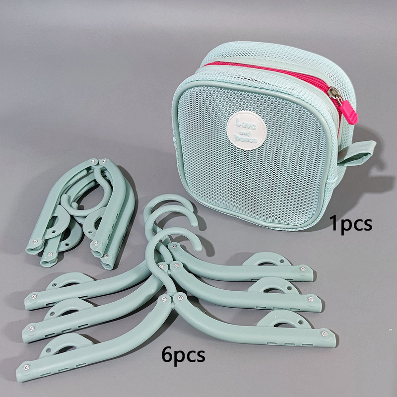 Portable Foldable Travel Clothes Hanger Set, Clothes Rack With Storage Bag For Business Trips and Home Use—Blue - Image 1