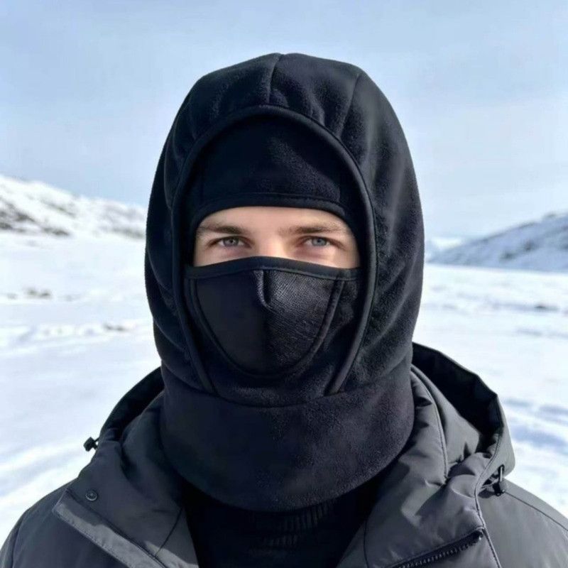 Fleece-Lined Thermal Balaclava, Windproof Face & Neck Cover Hat for Skiing, Cycling, and Outdoor Sports—Black - Image 1
