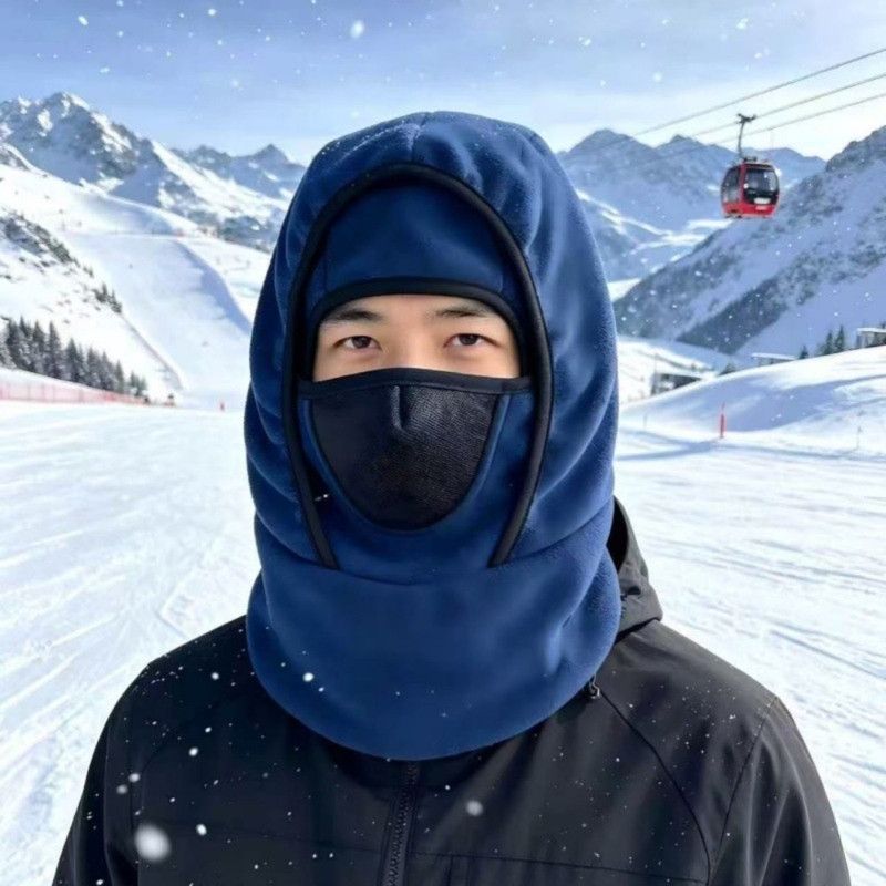 Fleece-Lined Thermal Balaclava, Windproof Face & Neck Cover Hat for Skiing, Cycling, and Outdoor Sports—Blue - Image 1