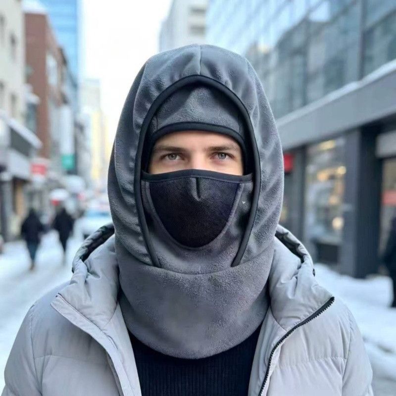 Fleece-Lined Thermal Balaclava, Windproof Face & Neck Cover Hat for Skiing, Cycling, and Outdoor Sports—Gray - Image 1
