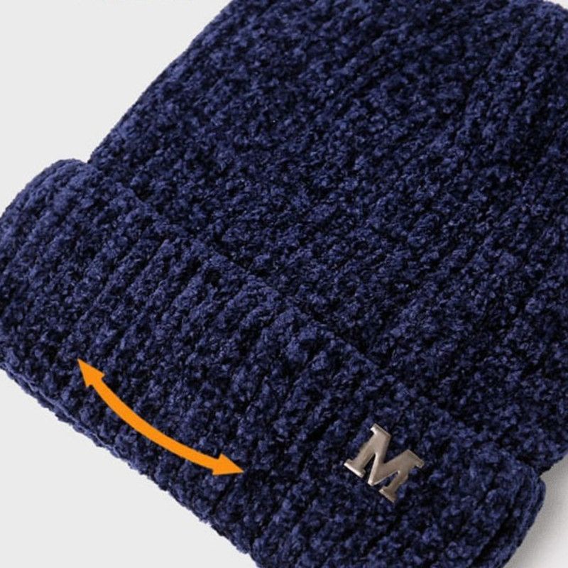 Men's Fleece-Lined Thick-Knit Beanie, Warm Winter Stretch Cold-Proof Skull Cap for Outdoor Cycling—Gray - Image 4
