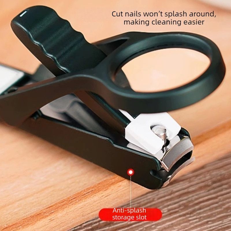 Magnifying Glass Nail Clippers for Seniors, Anti-Splash, Effortless Nail Cutter for Thick, Hard Nails—Black - Image 3