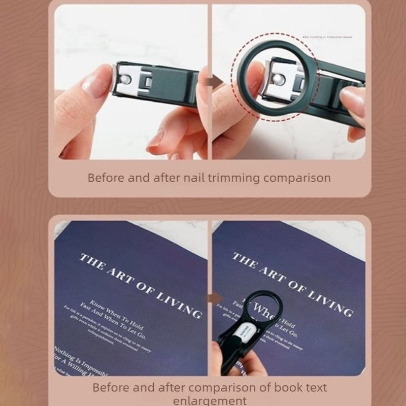Magnifying Glass Nail Clippers for Seniors, Anti-Splash, Effortless Nail Cutter for Thick, Hard Nails—Black - Image 4
