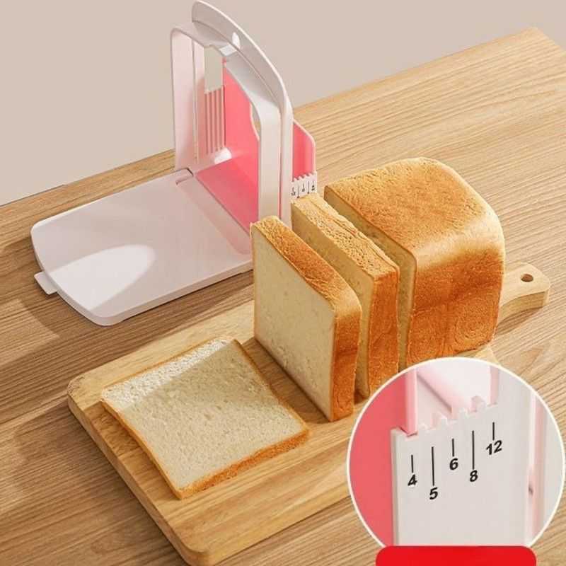 Adjustable-Thickness Bread Slicer, Toast Cutting Rack, DIY Baking Tool for Sandwiches—White - Image 3
