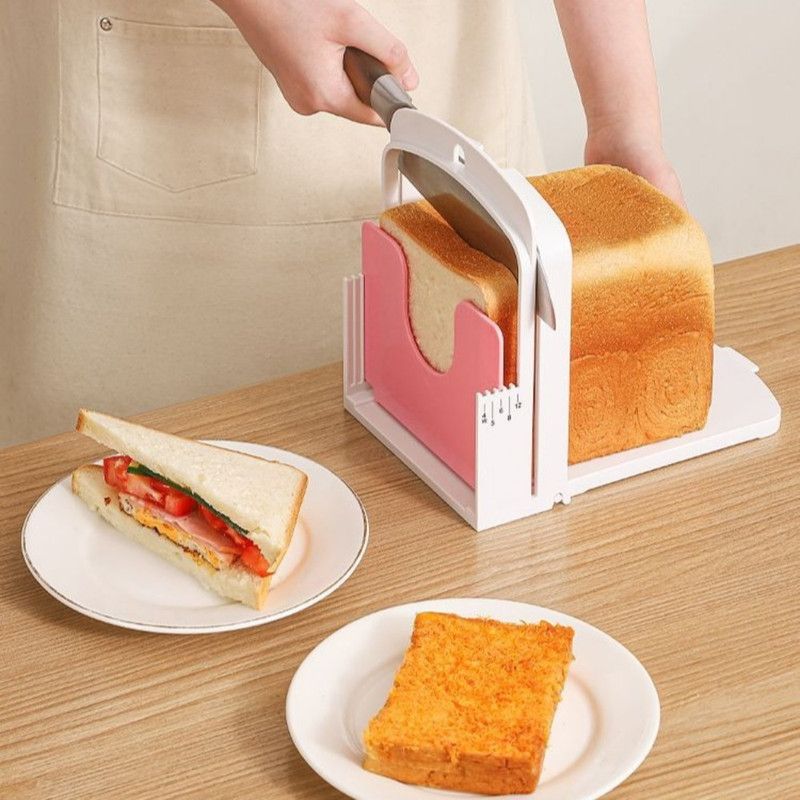 Adjustable-Thickness Bread Slicer, Toast Cutting Rack, DIY Baking Tool for Sandwiches—White - Image 5