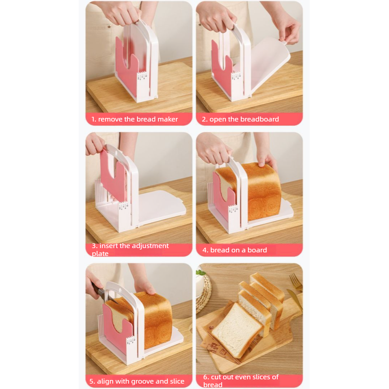 Adjustable-Thickness Bread Slicer, Toast Cutting Rack, DIY Baking Tool for Sandwiches—White - Image 6