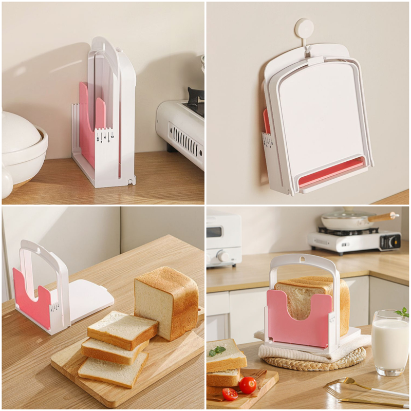 Adjustable-Thickness Bread Slicer, Toast Cutting Rack, DIY Baking Tool for Sandwiches—White - Image 7
