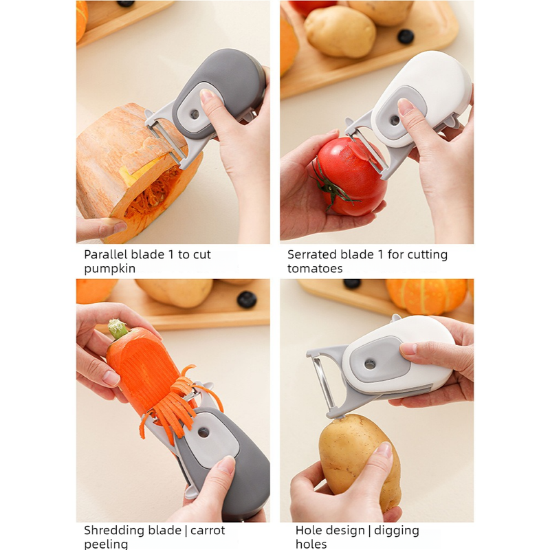 3-in-1 Retractable Portable Peeler,Magnetic-Multi-functional Fruit and Vegetable Peeling Tool —White - Image 3