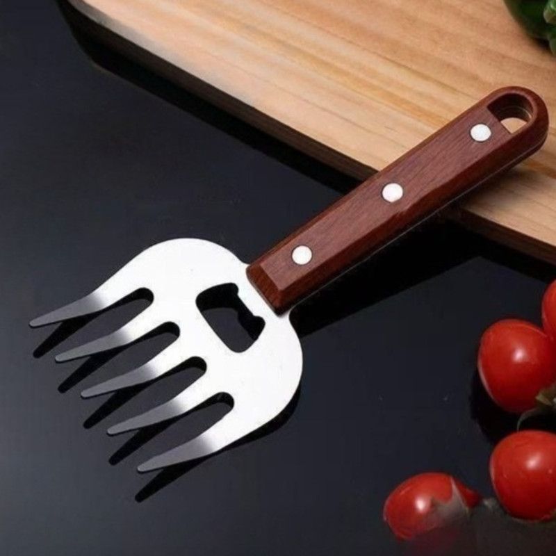 Stainless Steel Hand Guard, Multi-functional Kitchen Food Holder With Bottle Opener For Cutting & BBQ - Image 1