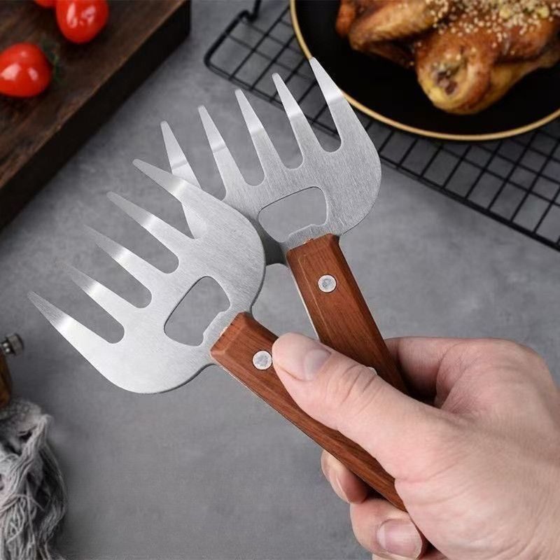Stainless Steel Hand Guard, Multi-functional Kitchen Food Holder With Bottle Opener For Cutting & BBQ - Image 4