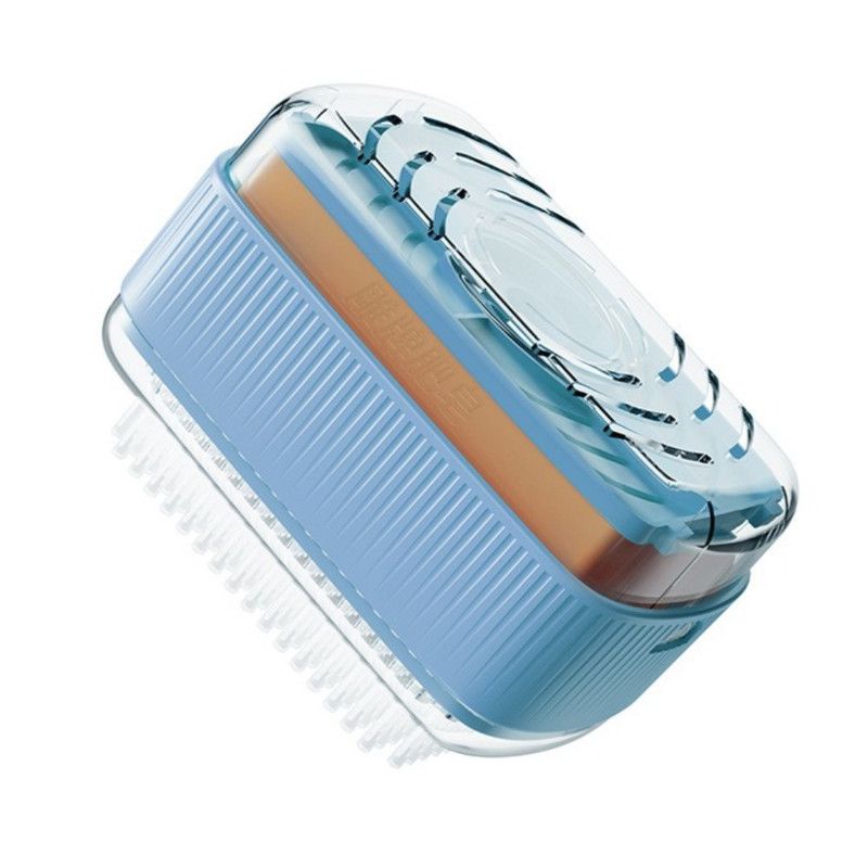Multi-Function Soap Foaming Box with Roller, No-Rub Drain, Soap Storage Case, and Integrated Laundry Brush—Blue - Image 1