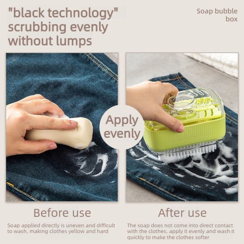 Multi-Function Soap Foaming Box with Roller, No-Rub Drain, Soap Storage Case, and Integrated Laundry Brush—Yellow - Image 3