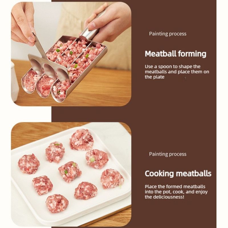 304 Stainless Steel Meatball Maker,  Paste Rice Ball Mold with Scoop for the Kitchen—Single Tube - Image 4