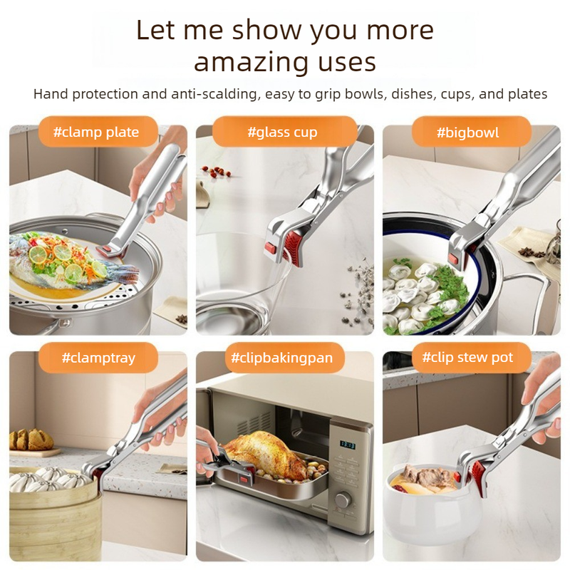 Stainless Steel Anti-scald Dish Clip, Multi-functional Heat Resistant Bowl Plate Gripper For Oven & Steaming - Image 6
