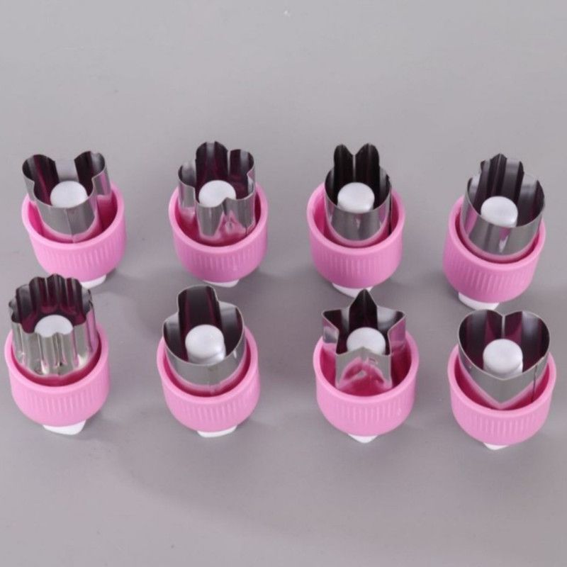 Hand Press Fruit and Vegetable Cookie Cutter 8-Piece Set, Food Shape Molds—Purple - Image 1
