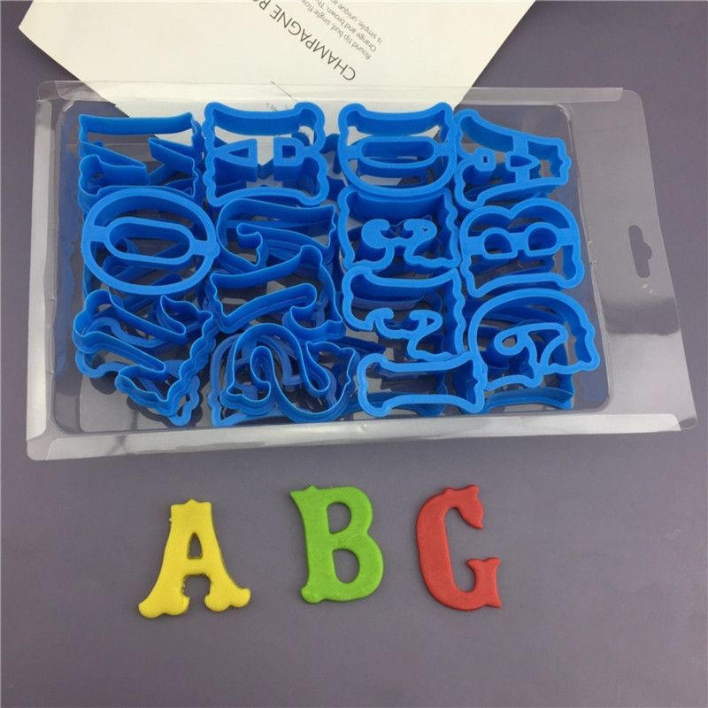 26 Pcs Large Vintage Alphabet Cookie Cutter Set, Plastic Fondant Cake Chocolate Baking Press Molds - Image 1