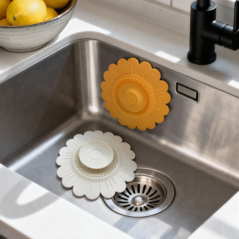 Sunflower Silicone Sink Filter Mat 2-Pack, Anti-Clog Hair, Odor-Proof Drain Cover for Kitchen and Bathroom—Blue - Image 6