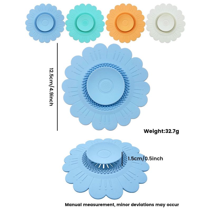 Sunflower Silicone Sink Filter Mat 2-Pack, Anti-Clog Hair, Odor-Proof Drain Cover for Kitchen and Bathroom—Blue - Image 7