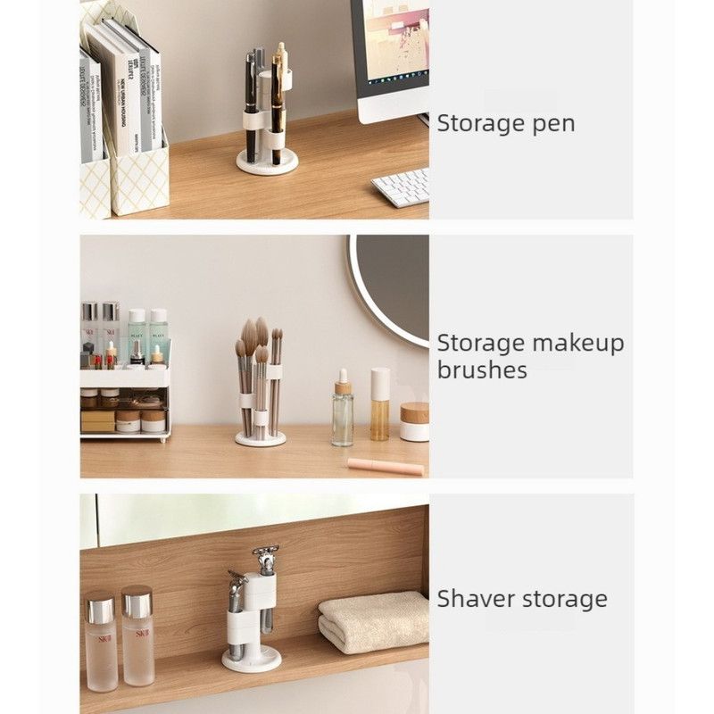 360° Rotatable Toothbrush Holder, Makeup Brush Holder, Anti-slip  Rack For Bathroom Vanity - Image 4
