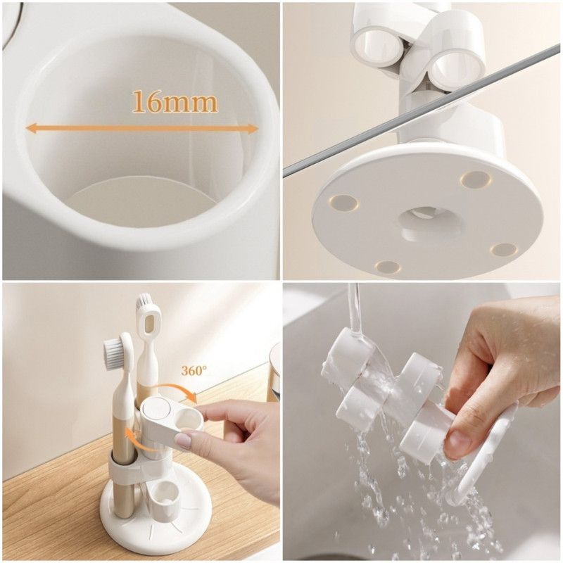 360° Rotatable Toothbrush Holder, Makeup Brush Holder, Anti-slip  Rack For Bathroom Vanity - Image 5