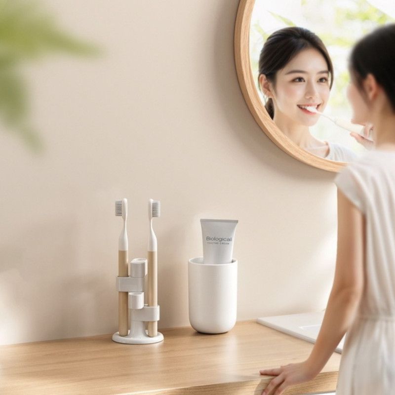 360° Rotatable Toothbrush Holder, Makeup Brush Holder, Anti-slip  Rack For Bathroom Vanity - Image 7