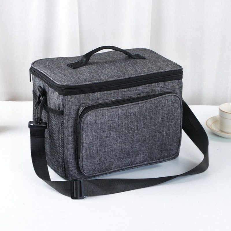 Large Capacity Oxford Cooler Bag, Portable Insulated Lunch Bag for Outdoor Picnics and Office Food Storage—Gray - Image 1