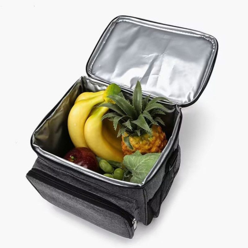 Large Capacity Oxford Cooler Bag, Portable Insulated Lunch Bag for Outdoor Picnics and Office Food Storage—Gray - Image 4