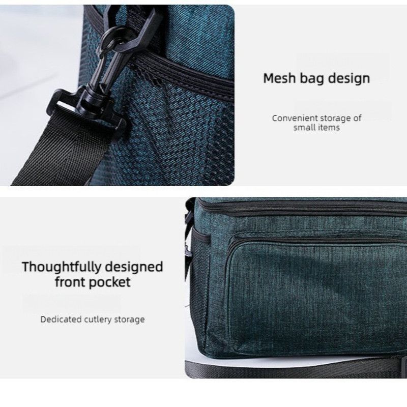 Large Capacity Oxford Cooler Bag, Portable Insulated Lunch Bag for Outdoor Picnics and Office Food Storage—Gray - Image 7