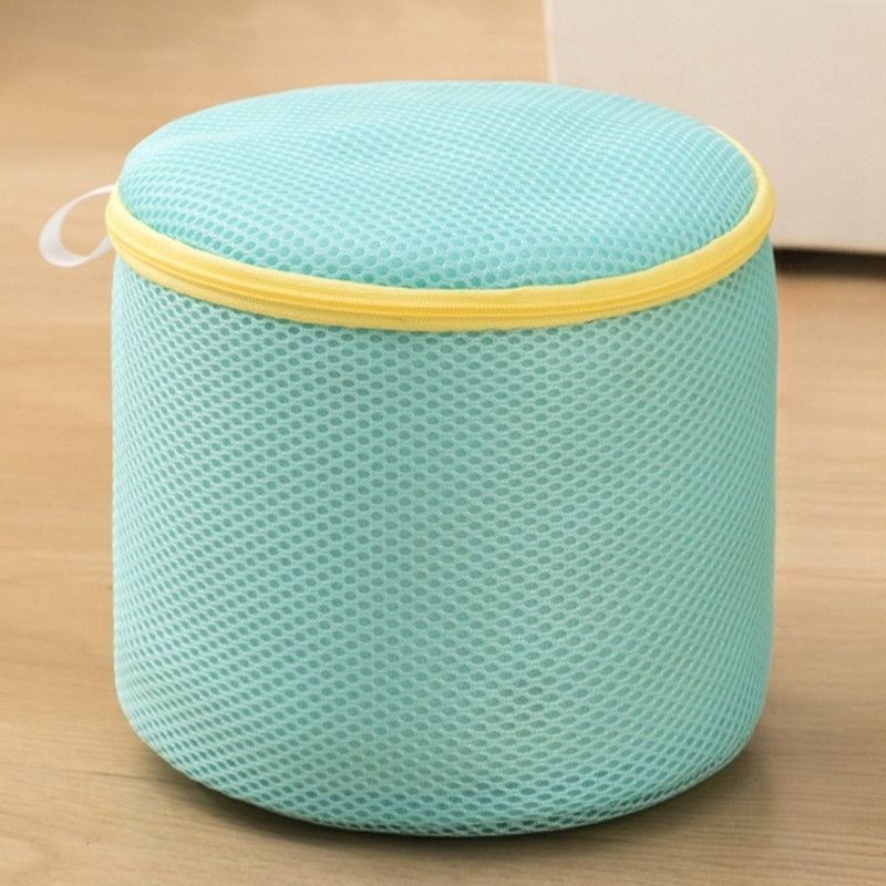 Cylindrical Sandwich Mesh Bra Laundry Bag, Anti-Deformation Underwear Washing Bag — Blue - Image 1