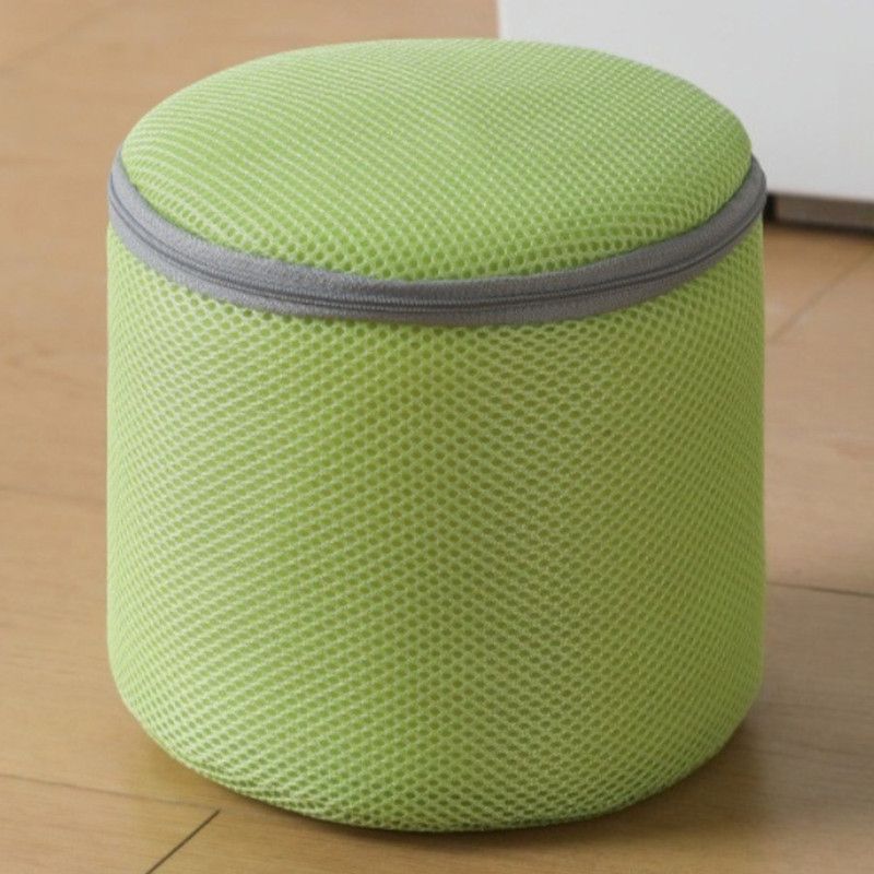 Cylindrical Sandwich Mesh Bra Laundry Bag, Anti-Deformation Underwear Washing Bag — Green - Image 1