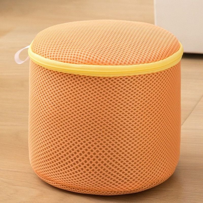 Cylindrical Sandwich Mesh Bra Laundry Bag, Anti-Deformation Underwear Washing Bag — Orange - Image 1