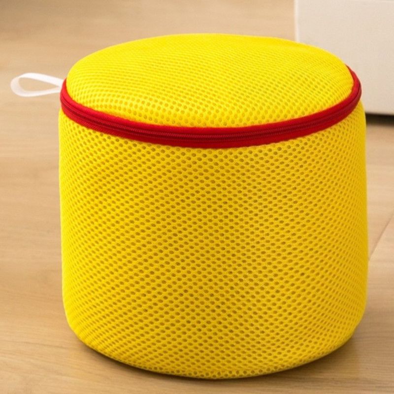 Cylindrical Sandwich Mesh Bra Laundry Bag, Anti-Deformation Underwear Washing Bag — Yellow - Image 1