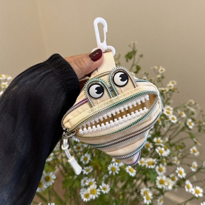 Creative Multi-zip Monster Coin Purse, Earphone and Key Storage Pouch with Detachable Hook - White - Image 1