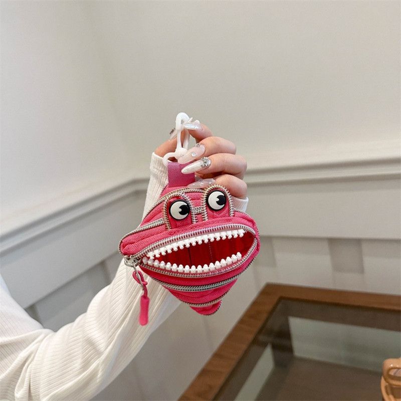 Creative Multi-zip Monster Coin Purse, Earphone and Key Storage Pouch with Detachable Hook - White - Image 4