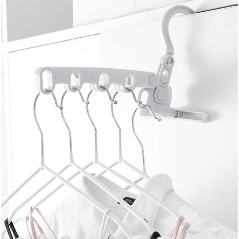 Portable Folding 5-hole Travel Clothes Hanger, Multi-purpose Clip-on Laundry Rack For Hotel Indoor Trip - Image 2