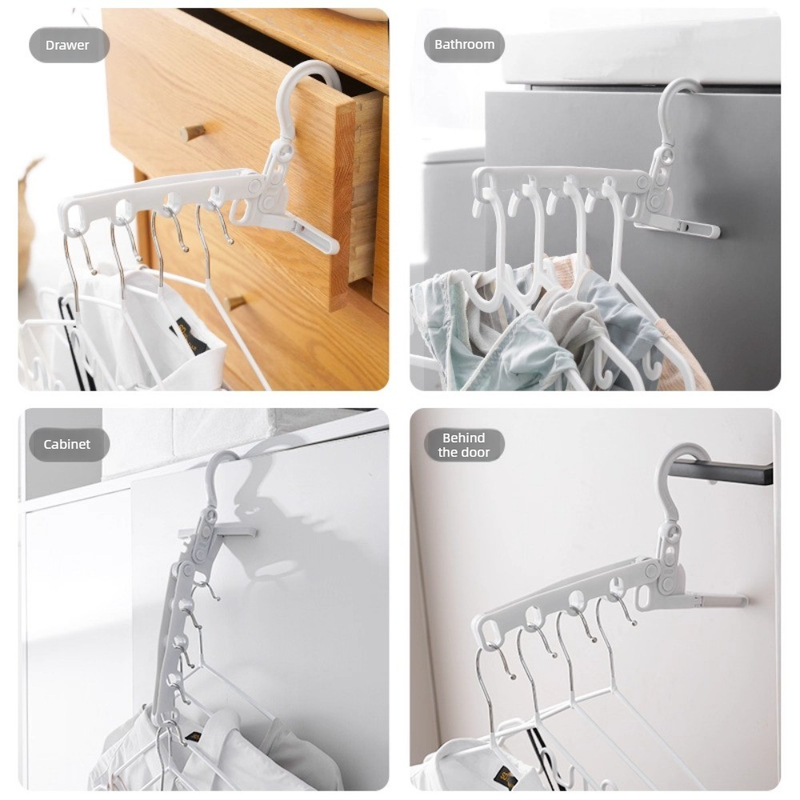 Portable Folding 5-hole Travel Clothes Hanger, Multi-purpose Clip-on Laundry Rack For Hotel Indoor Trip - Image 3