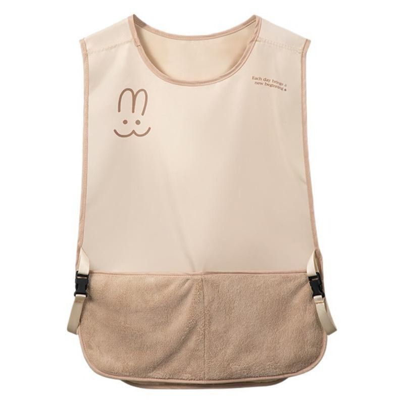 Sleeveless Vest-Style Waterproof and Oil-Resistant Apron, Washable Aprons for Home Kitchens—Beige - Image 1