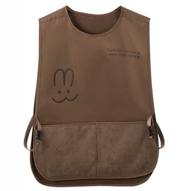 Sleeveless Vest-Style Waterproof and Oil-Resistant Apron, Washable Aprons for Home Kitchens—Brown - Image 1