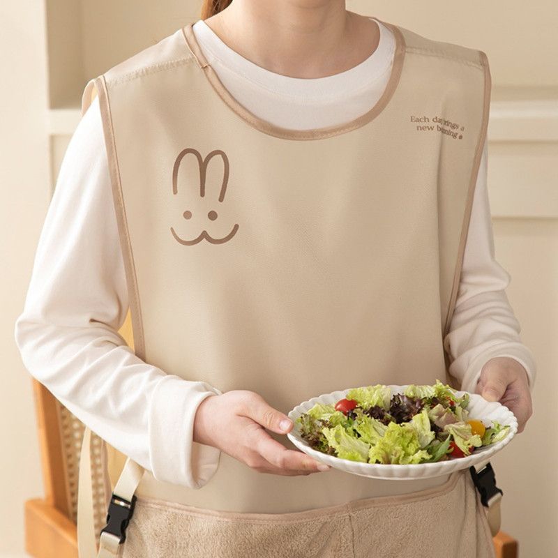 Sleeveless Vest-Style Waterproof and Oil-Resistant Apron, Washable Aprons for Home Kitchens—Brown - Image 3