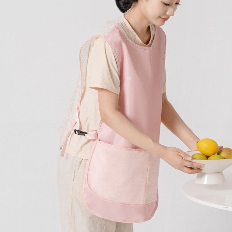 Mesh Breathable Vest-Style Waterproof and Oil-Resistant Apron, Washable Aprons for Home Kitchens—Beige - Image 8