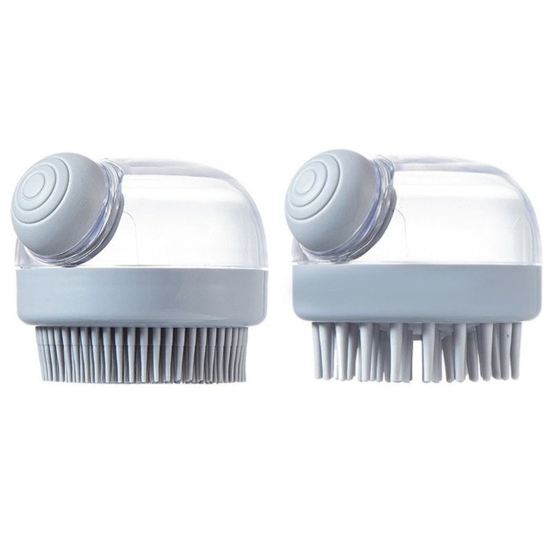 Shampoo & Bath Brush 2-Piece Set, Silicone Scalp Massager Shower Brush, Multi-Purpose for Humans and Pets—Gray - Image 1