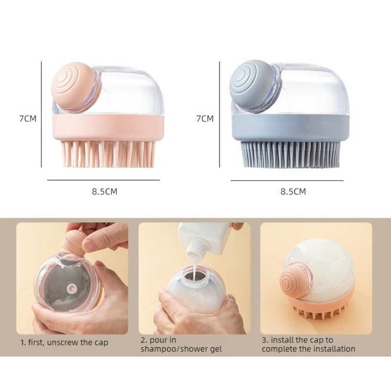 Shampoo & Bath Brush 2-Piece Set, Silicone Scalp Massager Shower Brush, Multi-Purpose for Humans and Pets—Pink - Image 7