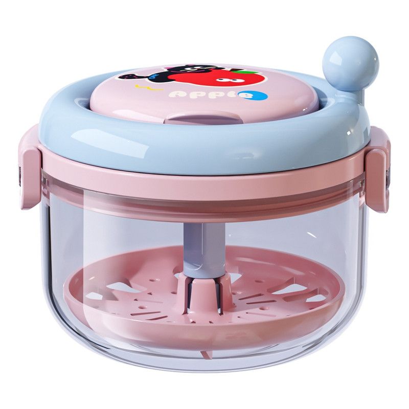 Hand Crank Centrifugal Retainer Cleaning & Storage 2-in-1 Case, Denture and Aligner Cleaner Box with Built-in Mirror—Pink - Image 1
