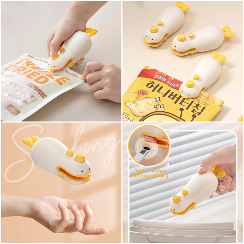 Cute Duck Magnetic Mini Heat Sealer, Rechargeable Portable 2-in-1 Sealer & Cutter For Snack Plastic Bags - Image 5