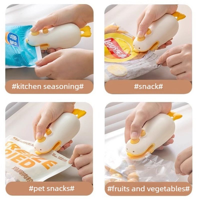 Cute Duck Magnetic Mini Heat Sealer, Rechargeable Portable 2-in-1 Sealer & Cutter For Snack Plastic Bags - Image 6