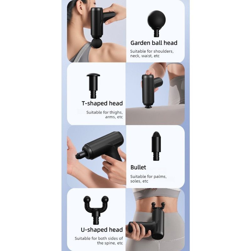 Mini Portable Fascia Gun, 6-Speed Deep Tissue Muscle Massager, Electric Massage Gun for Sports and Home Use—Blue - Image 3